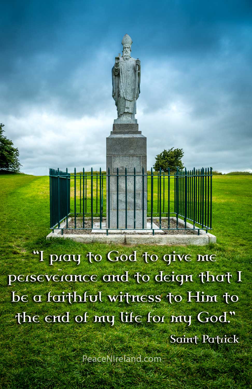 Figure of St Patrick at Hill of Tara, County Meath, where he defied the orders of the High King.
